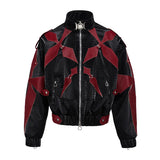 Acubi Cross Print Patchwork Leather Jacket