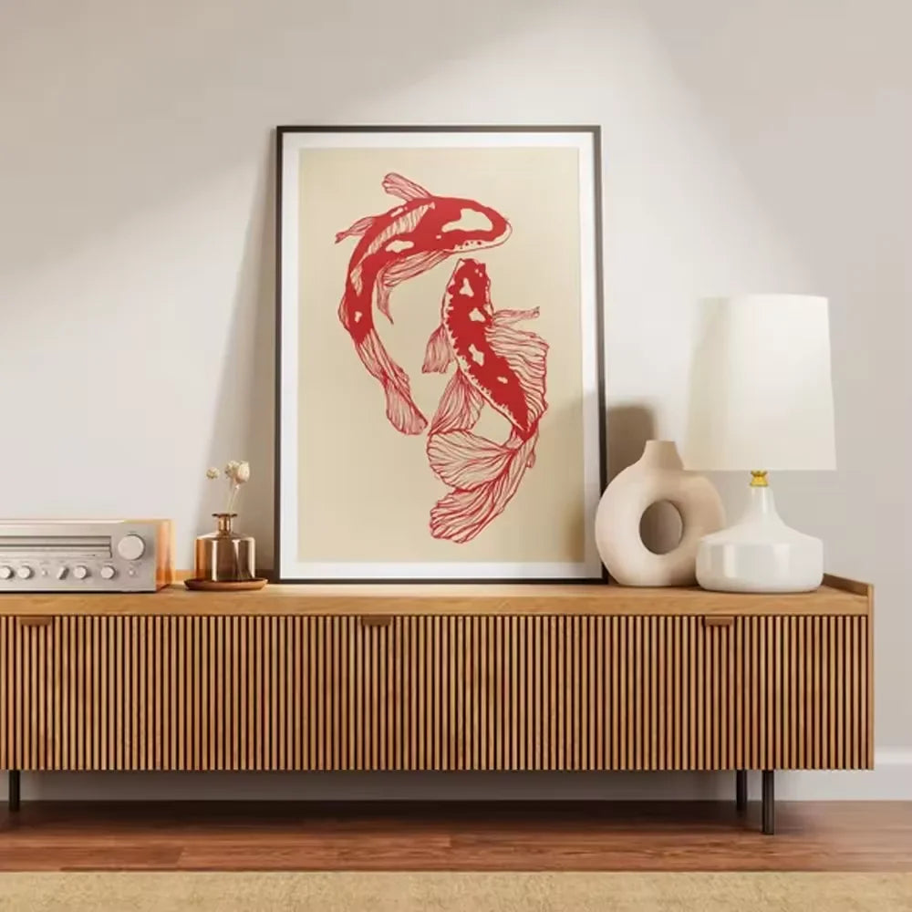 Vintage Red Koi Poster