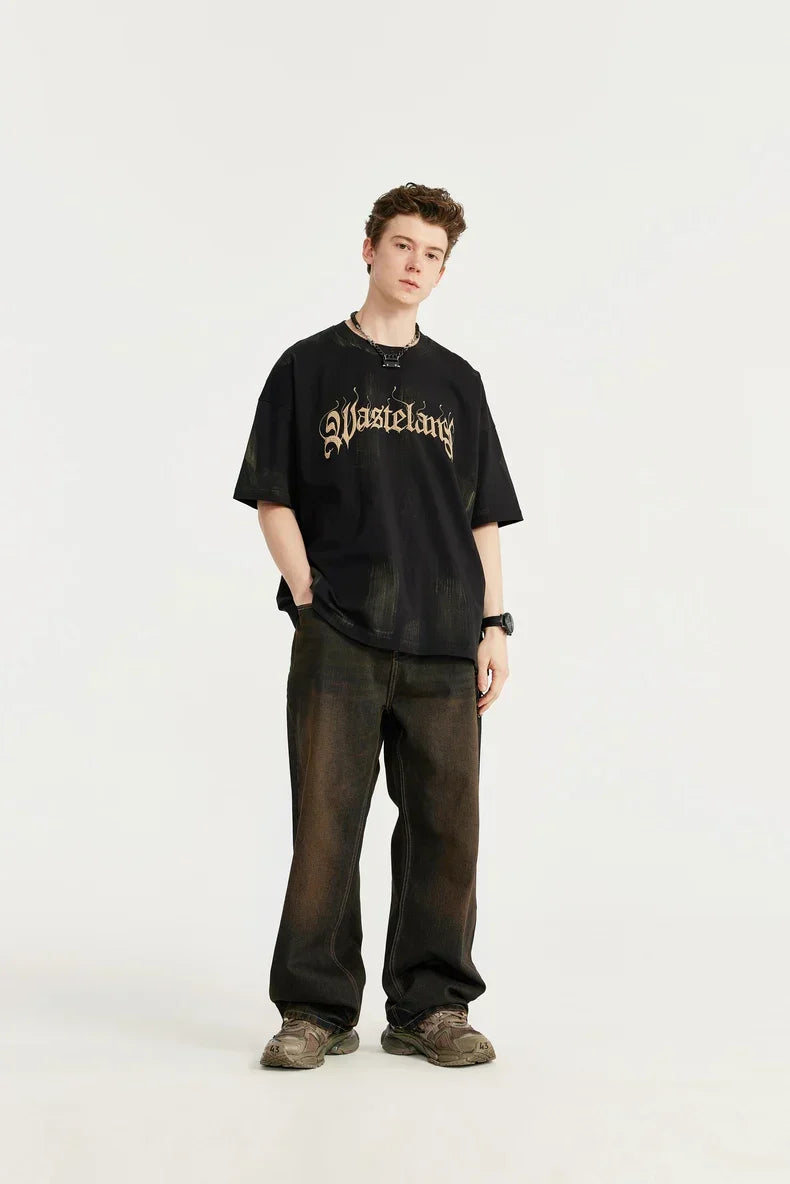 Washed Straight Leg Jeans