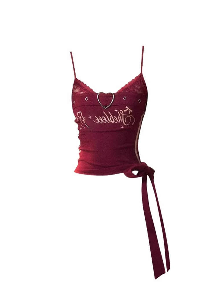 Y2k Cute Core Japanese Red Halter Top