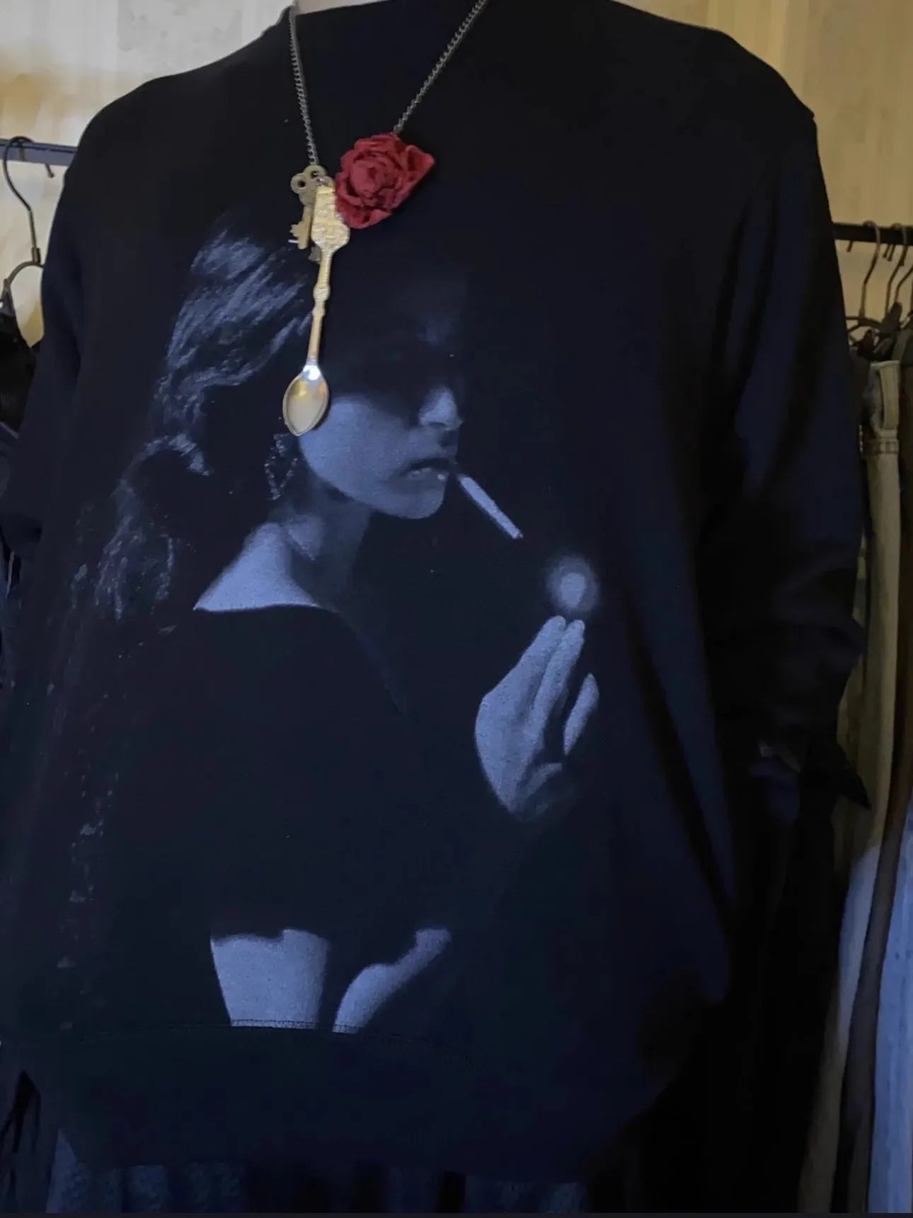 Suéter Estampado de Terciopelo Grueso Vintage