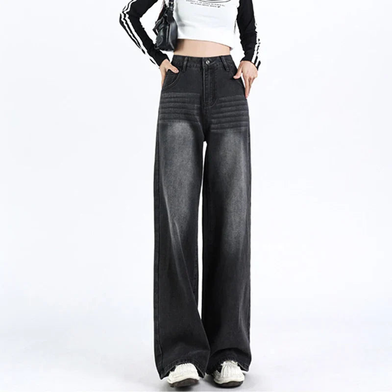 Vintage High Waist Thicken Wide Jeans