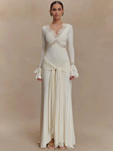 Draped Tied Front Maxi Dress