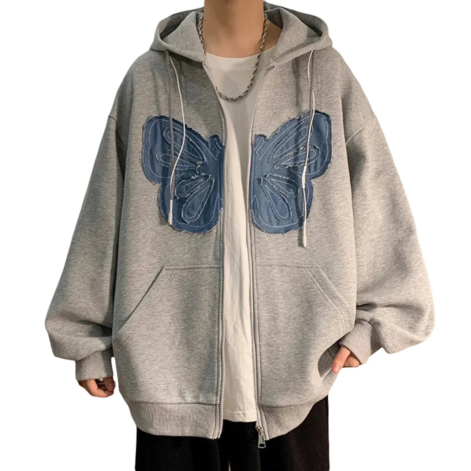 Autumn Grunge Style Butterfly Print Hoodie