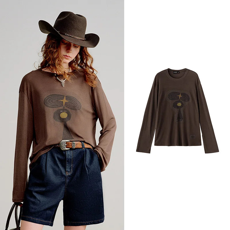 Retro Western Printed Oversized Shirt