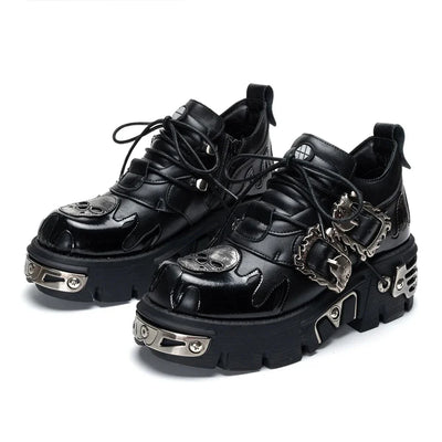 Vintage Dark Punk Leather Shoes