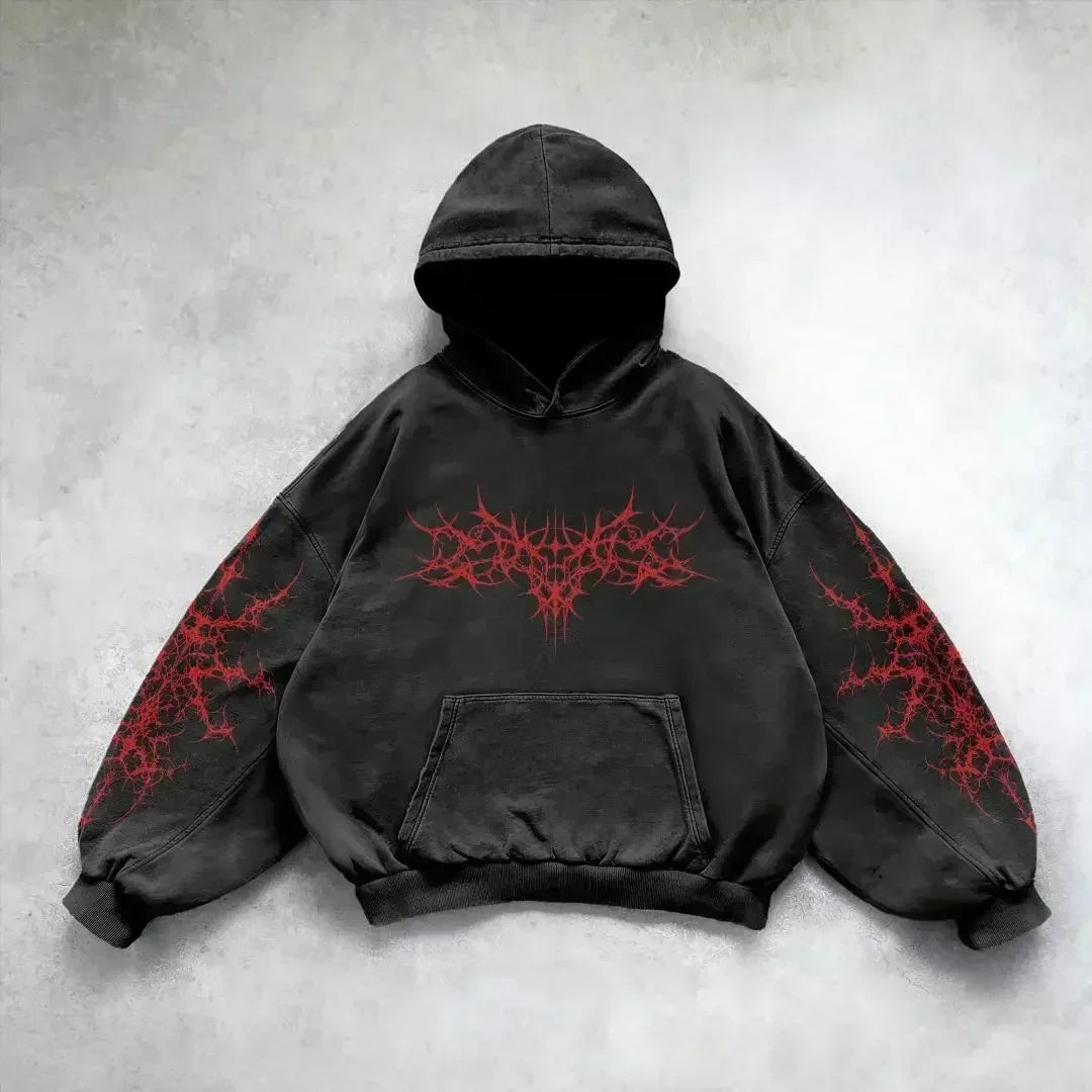 Oversize Revival Retro Black Washed Hoodie