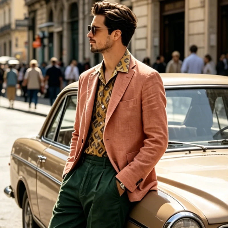 Italian Men Linen Suit Jacket