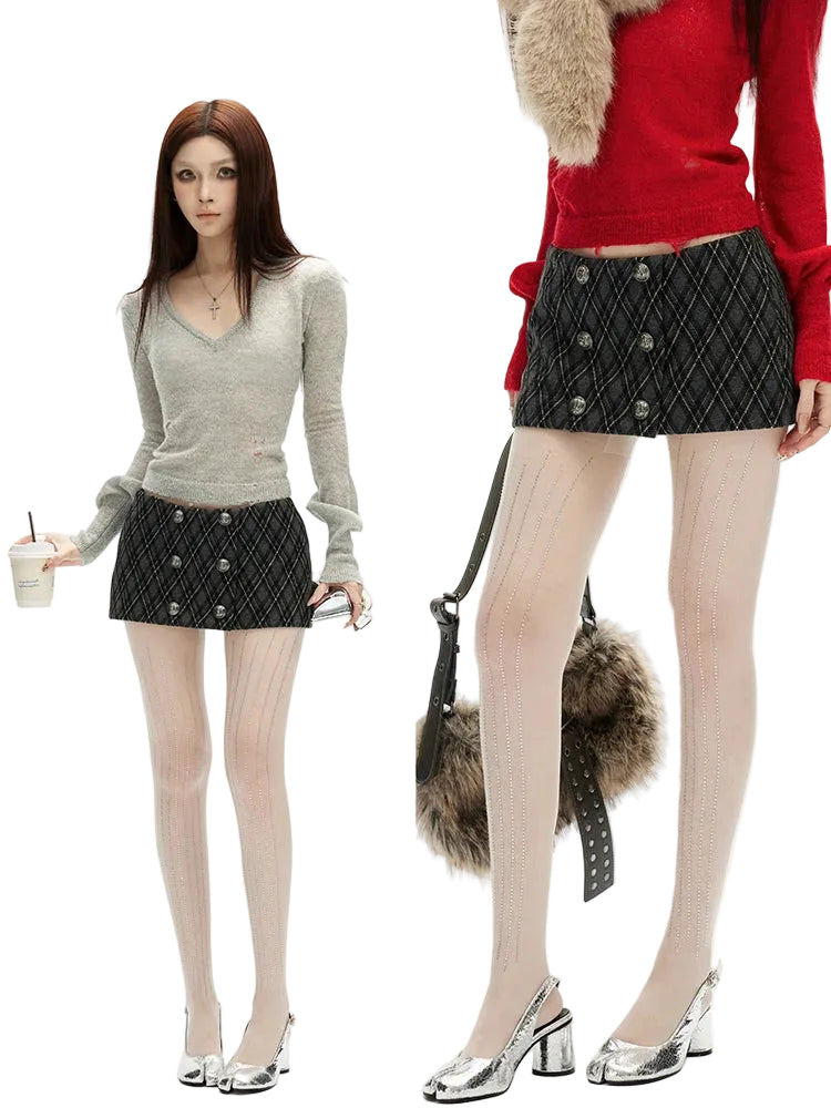 Short Plaid Mini Skirt Low Waist
