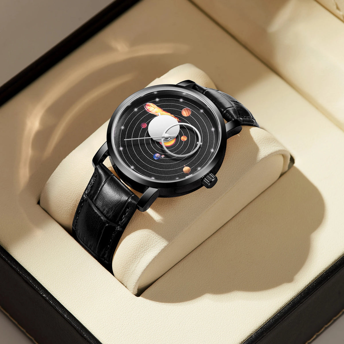 Galaxy Theme Dial Leather Watch