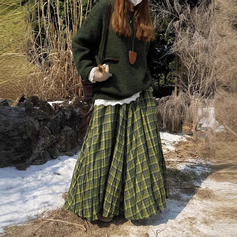 Fairycore Plaid Maxi Skirt