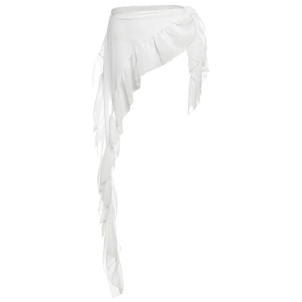 Irregular Lace Y2K Ruffles Mini Skirt