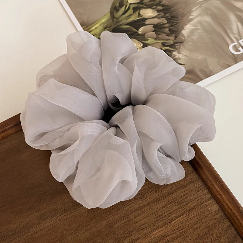Large Chiffon Rubber Coquette Core Ponytail Holder