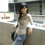 Vintage Japanese Y2K Letter Print T-Shirt