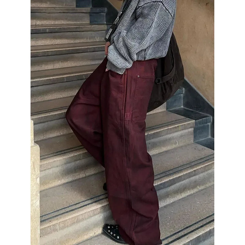 Burgundy Low Waist Jeans