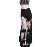 Ripped Holes Gothic High Waist Jeans