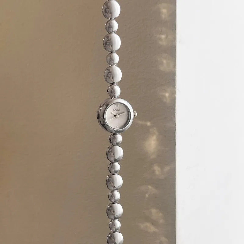 Ladies Silver Bracelet Round Quartz Watch