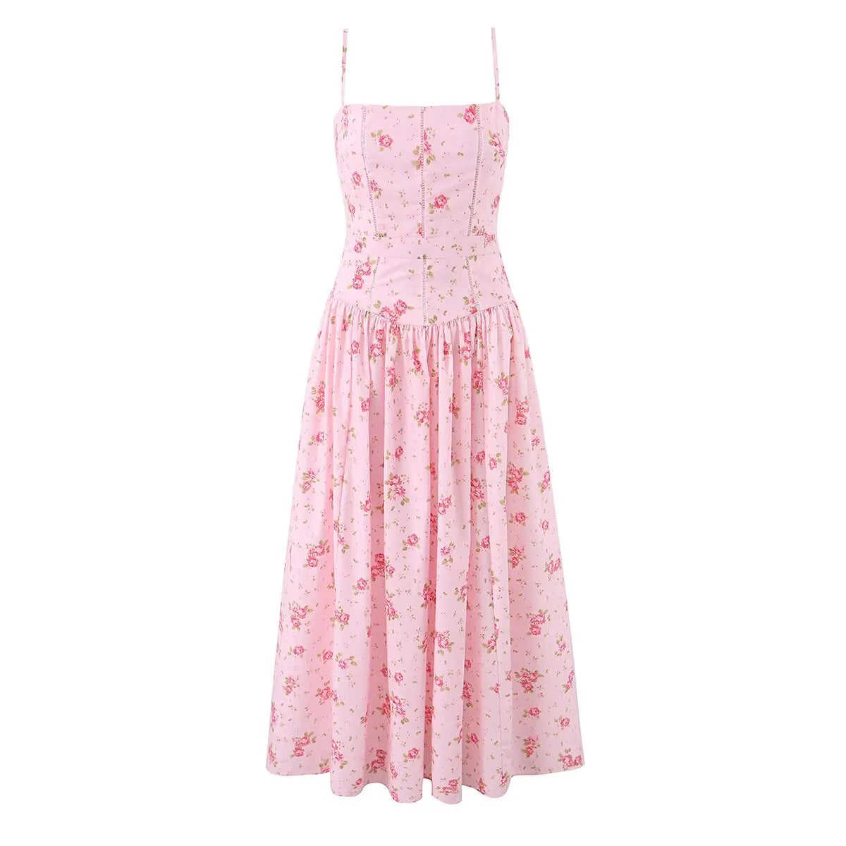 Floral Print Spaghetti Strap A-Line Maxi Dress