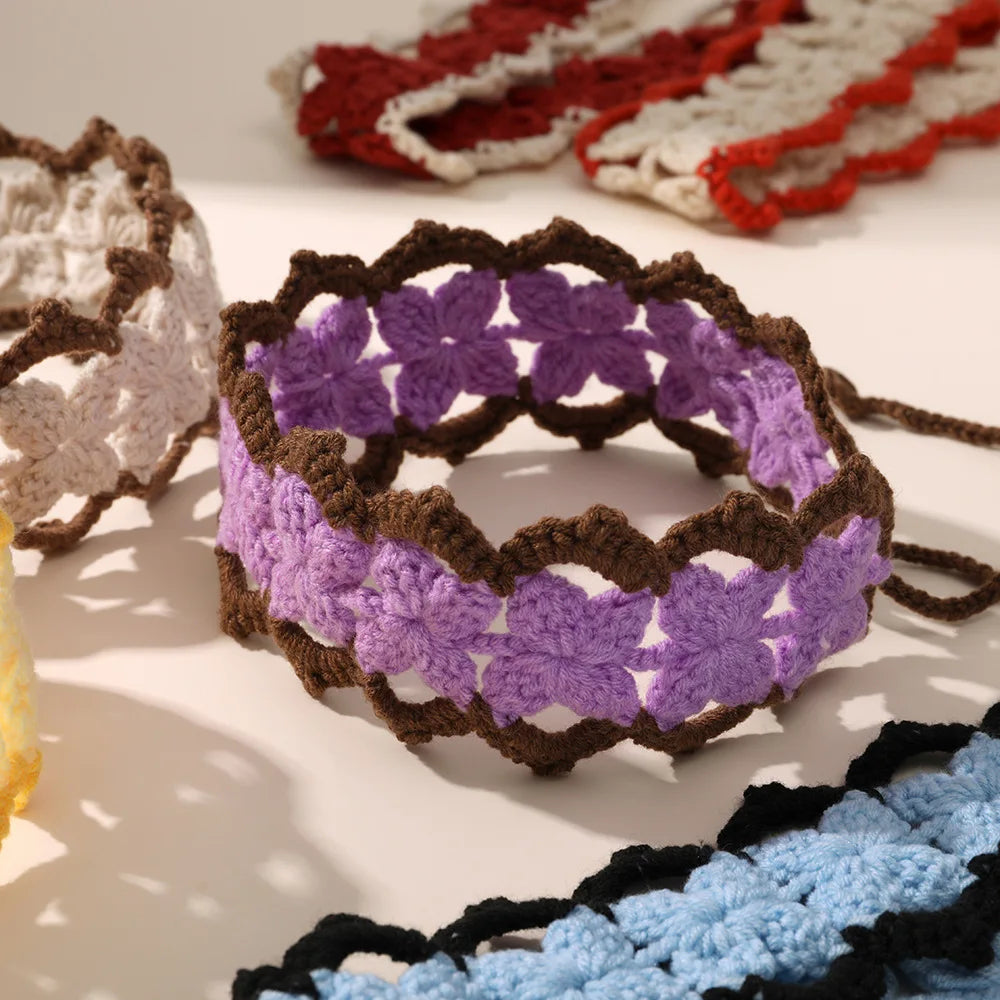 Handmade Knitted Floral Pattern Headbands