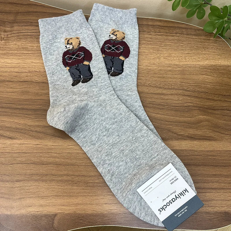 Calcetines de algodón con osos de dibujos animados bonitos