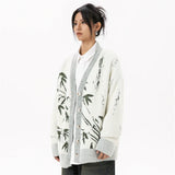 Bamboo Printed V-Neck Knitted Cardigan