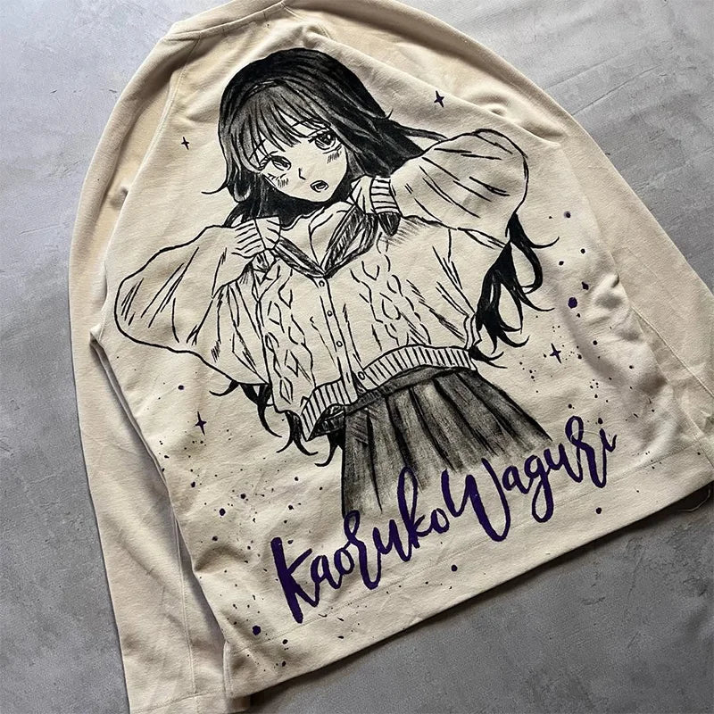 Retro Cute Cartoon Graphic Long T-Shirt