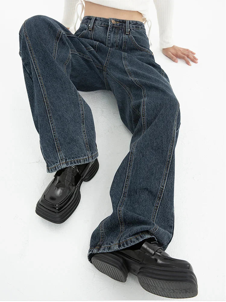 High-Waist-Jeans Dunkelblau