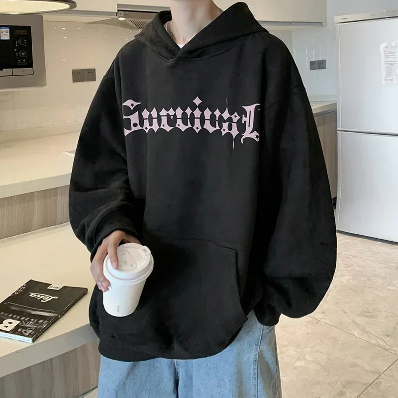 Gothic Spider Printed Oversized Hoodie