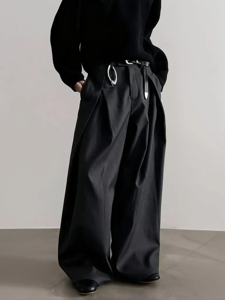 Korean Style Wide Leg Black Pants