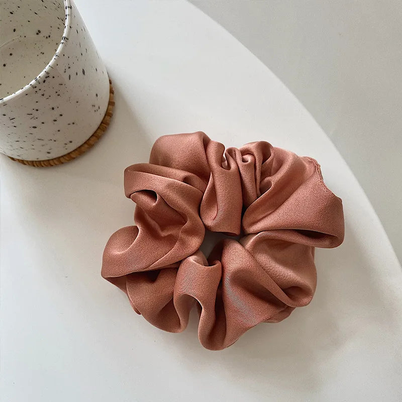 Elastic Silk Solid Color Ponytail Holder