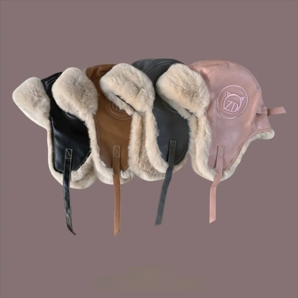 Sombreros de aviador vintage de piel sintética