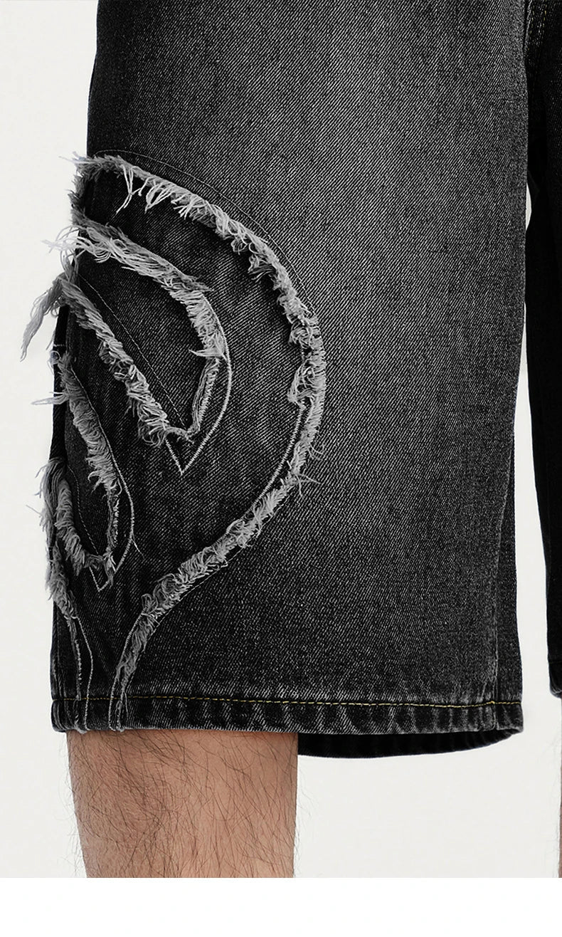 Vintage Patchwork Distressed Denim Cropped Jeans