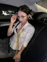 Corporate Girlie Striped Korean Shirt