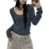 Striped U-Neck T-Shirt