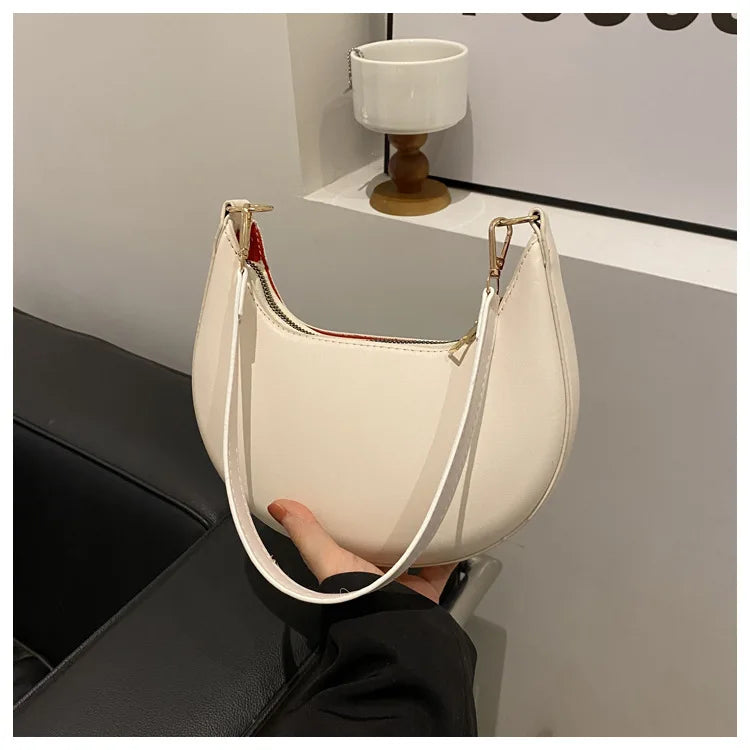 Crescent Moon Chic Leather Handbag