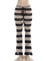 Elastic Striped Knitted Pants