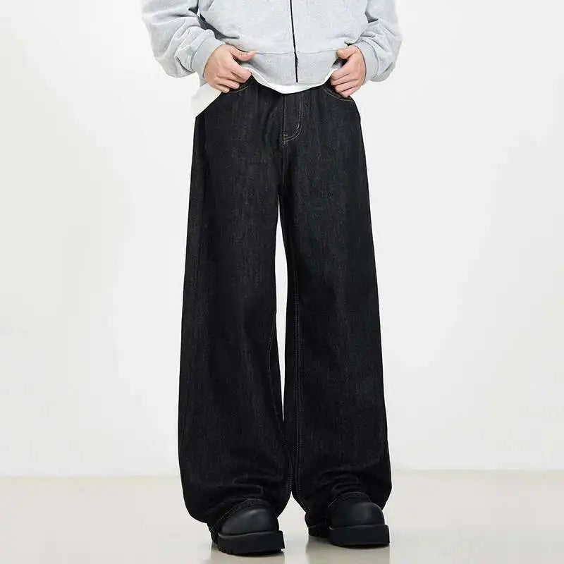 Black Vintage Denim Straight Leg Jeans
