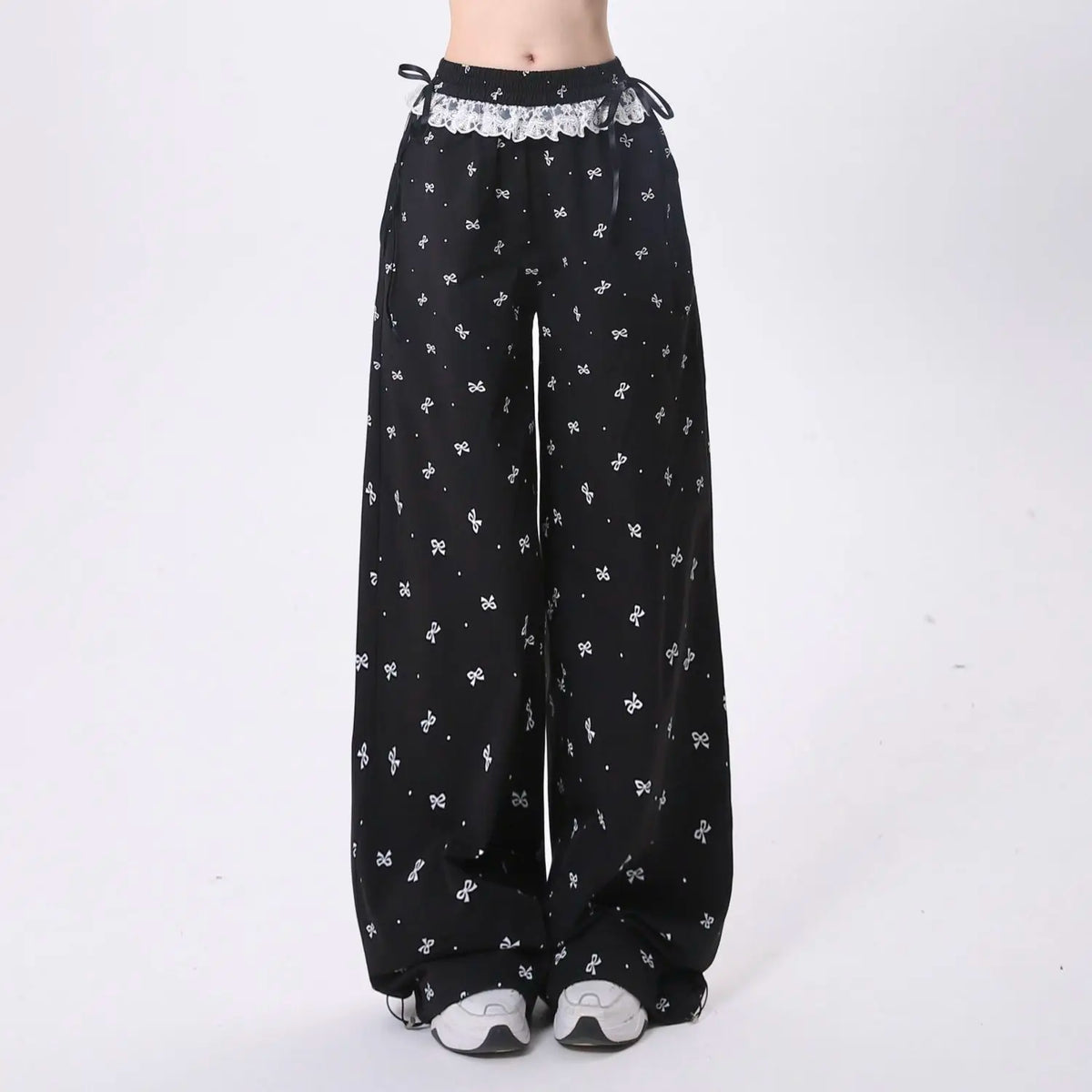 Coquette Bow Dotted Wide Leg Pants