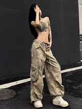 Washed Camouflage Cargo Jeans