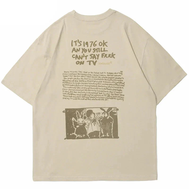 Y2K Retro Bunny Letter Print T-shirt