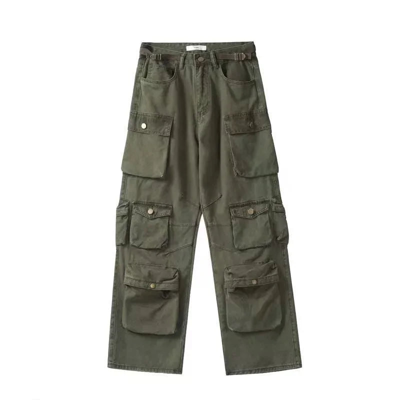 Retro Camouflage Wide Leg Cargo Pants
