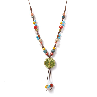 Adjustable Pendant Green Crystal Necklace