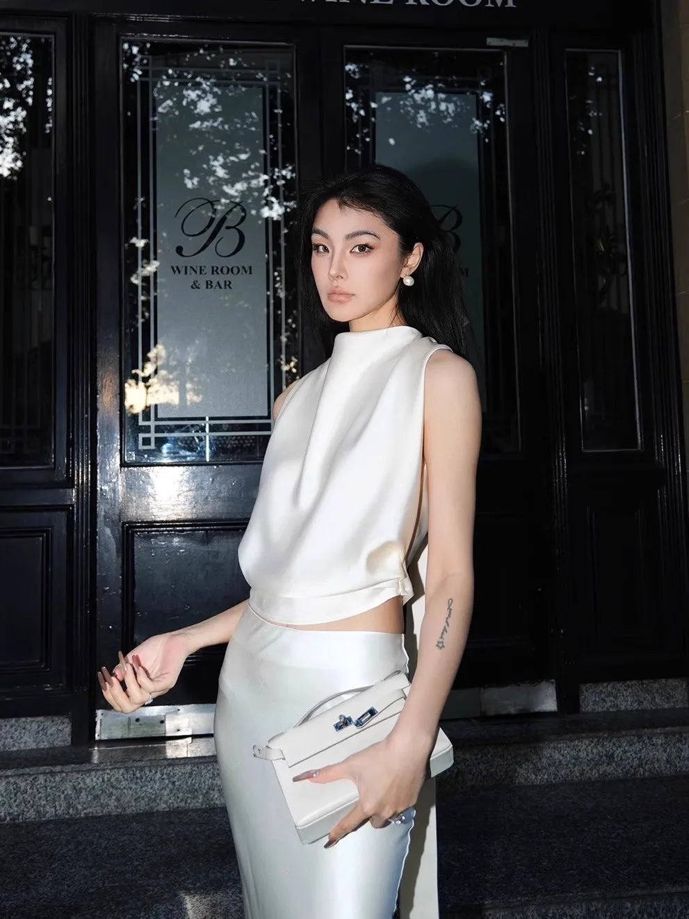 Soft Flowy Acetate Floor Length Skirt