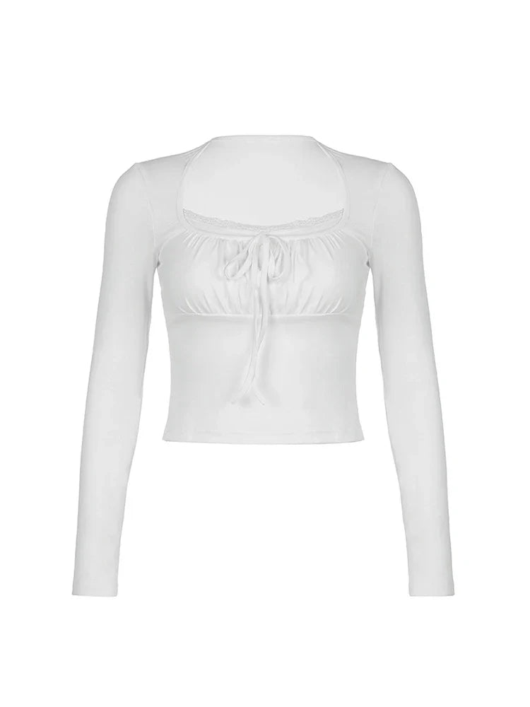 Coquette Bow Ruched Crop Top