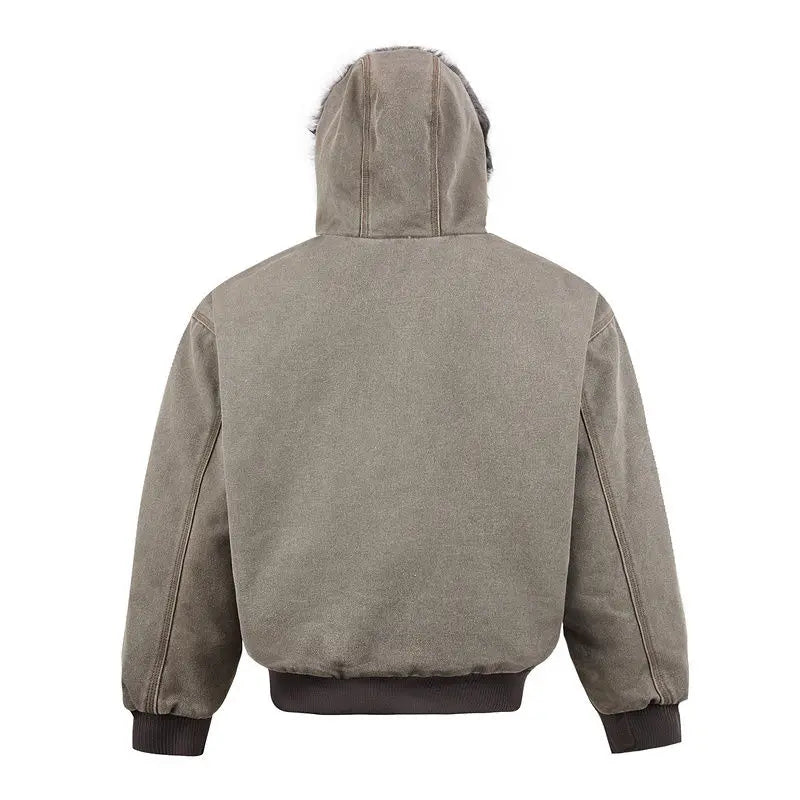 Wattierte Retro-Schnee-Kapuzen-Fell-Pufferjacke