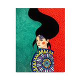 Retro Flowers Girls Hair Paintings Poster