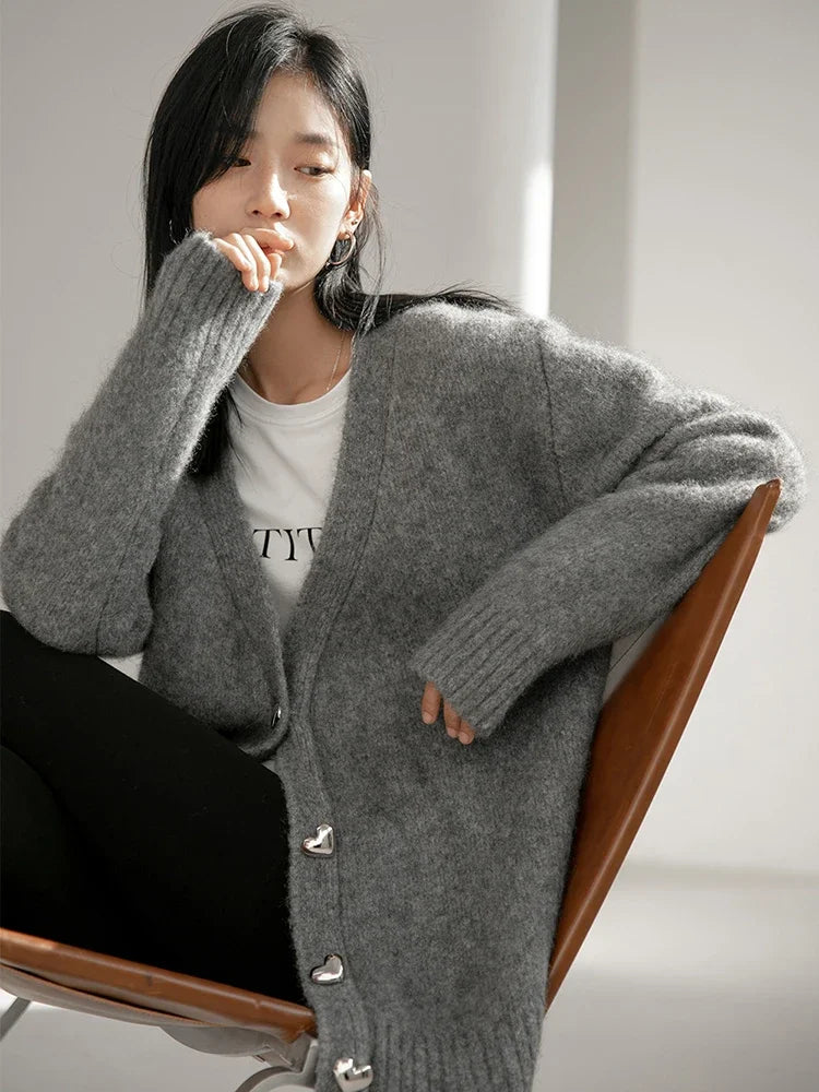 Elegant Korean Loose Buttoned Cardigan