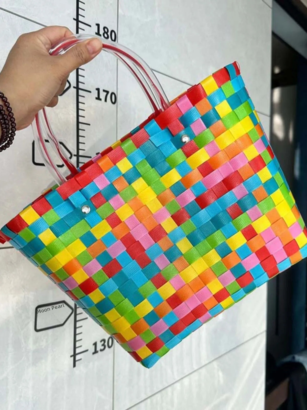 Plastic Handwoven Beach Handbag
