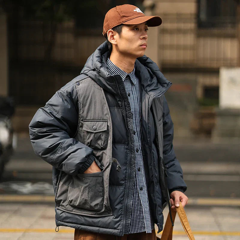 White Duck Down Winter Hooded Puffer Jacket