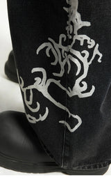Black Graffiti Grunge Wide-leg Jeans
